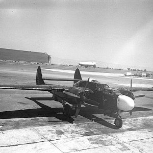 P-61 Black Widow night fighter undergoing NACA testing at the NACA facility in NAS Moffet Field in California in 1948.
