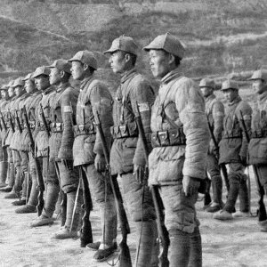 Chinese communist soldiers on parade