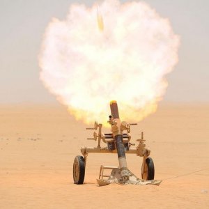 Saudi Army 120mm Mortar firing