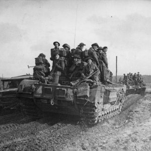 Churchill Tank and troops