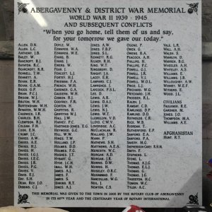 Abergavenny & District War Memorial. WW2