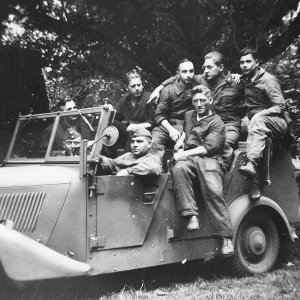 Soldiers of Luftwaffe with Kubelwagen Mercedes Benz 170VK