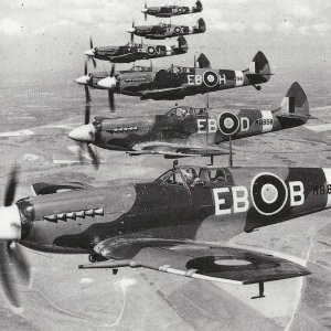 A flight of Supermarine Spitfire Mk XII of 41 Squadron