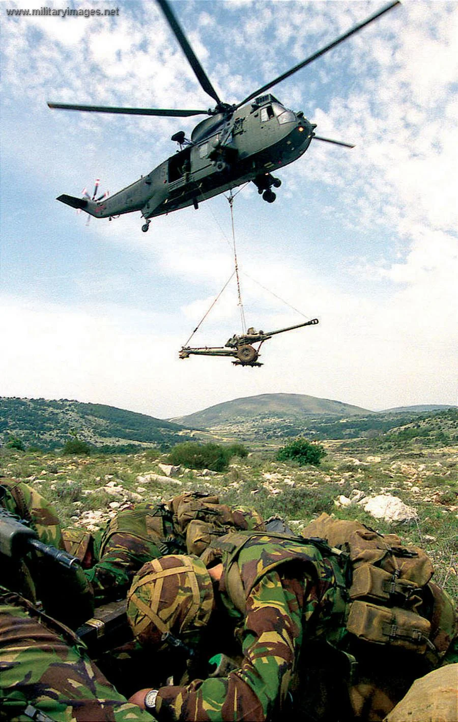 105mm Light Gun lifted by helo