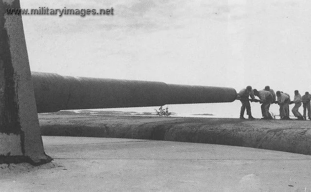 305mm coastal gun being cleaned in 1960's