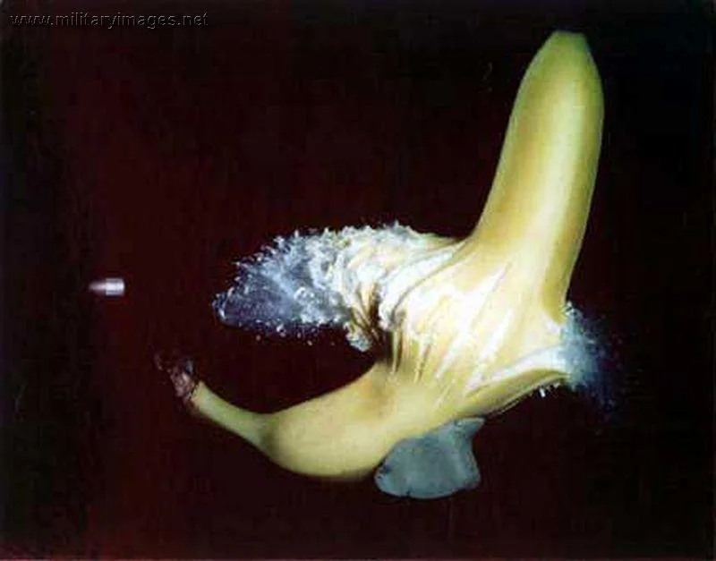A bullet going through a banana