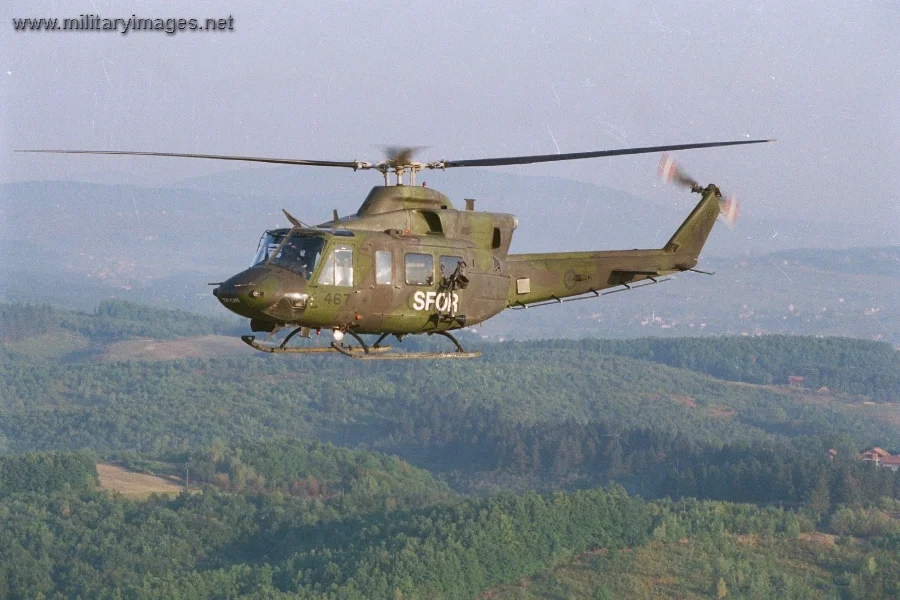 A CH146 Griffon helicopter over northern Bosnia