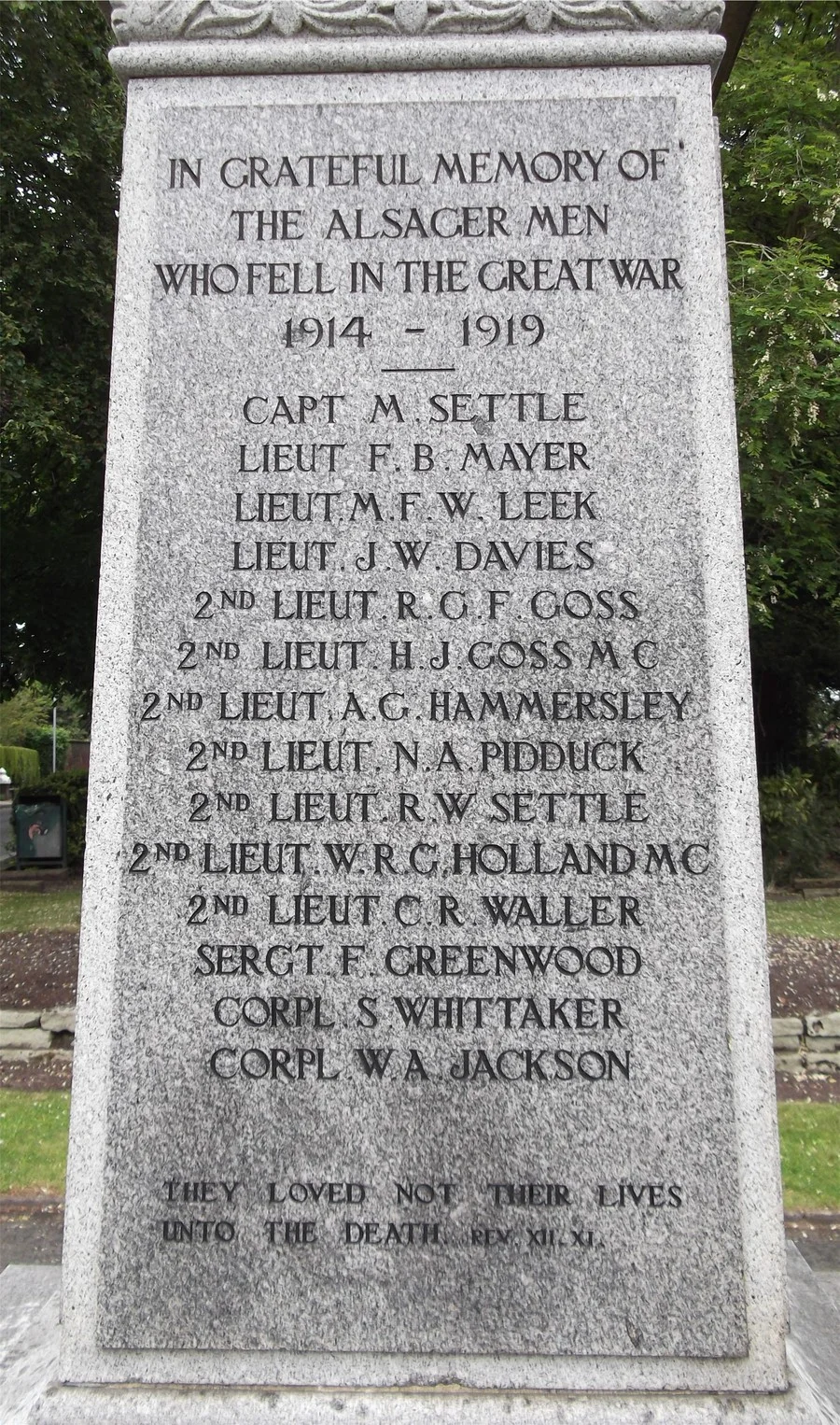 Alsager War Memorial, Cheshire