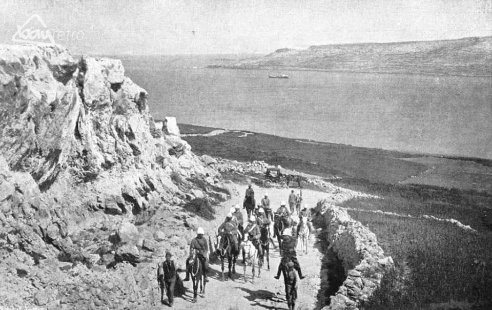 Army Officers On Horseback Climb Marfa Ridge Near Ghadira Bay In 1899, On Their Way To Cirkewwa