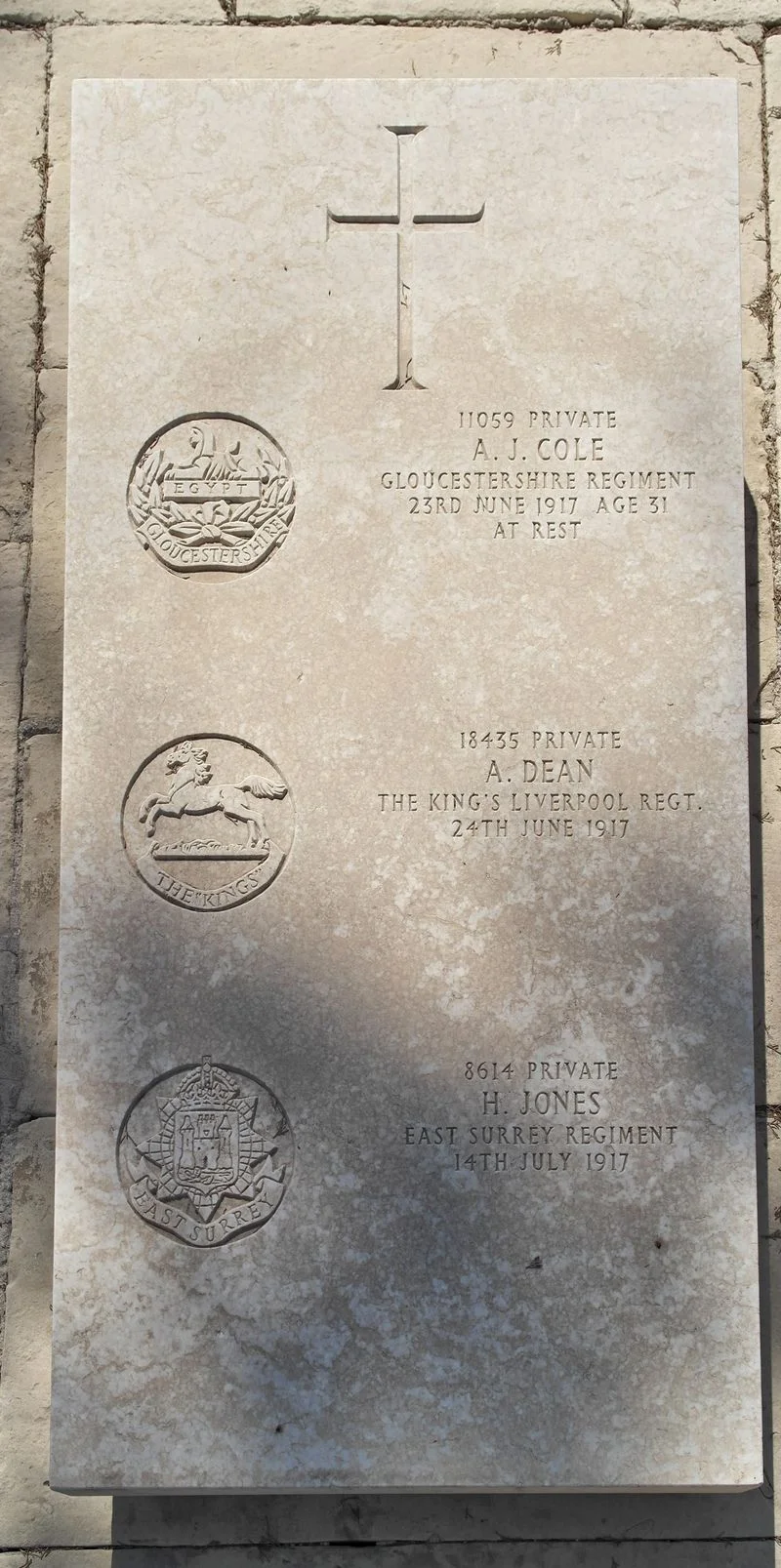 Arthur James COLE.  Albert DEAN.  Harry JONES.