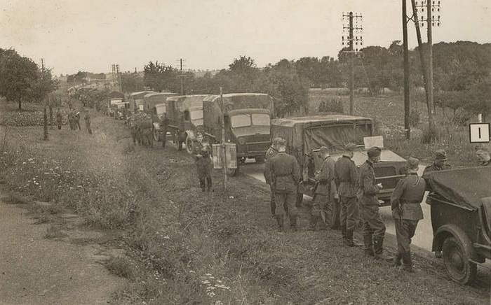 Captured Bedford Military trucks