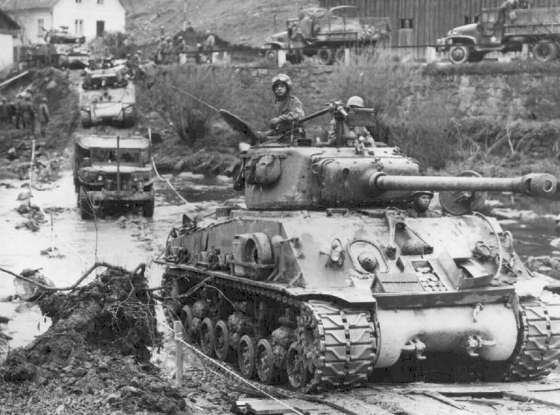 Column Of Shermans May 4 1945