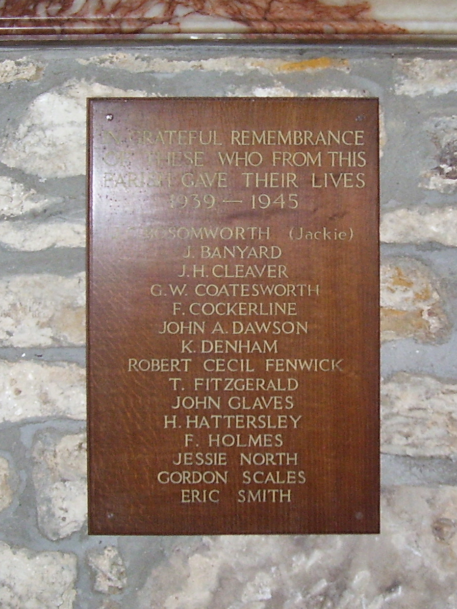 Easingwold Church W.W.2 War Memorial, Yorkshire