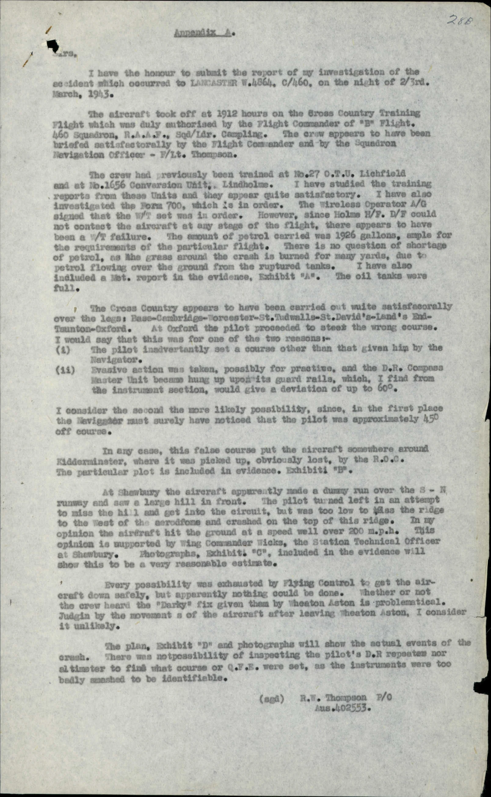 Edgar Claude FULTON    Accident Report