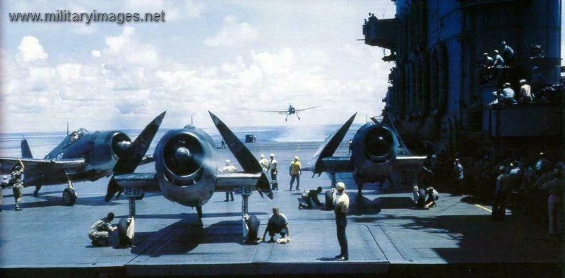 F-6F Hellcat with wings folded before sortie