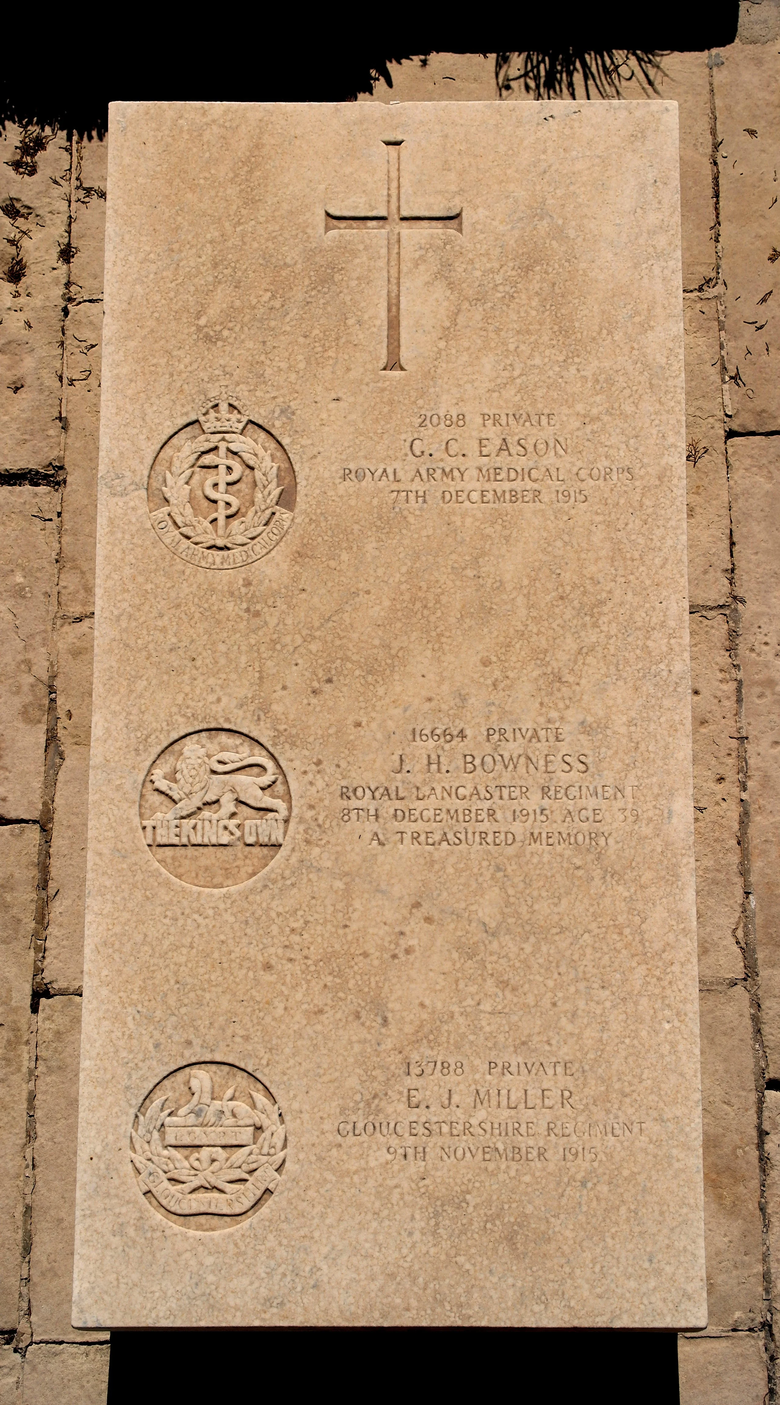 George Charles EASON.  Joseph Hartley BOWNESS.  Ernest James MILLER.