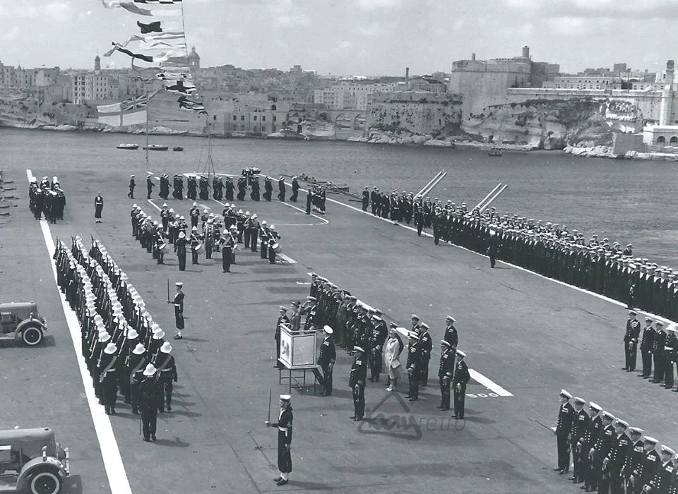 HMS Eagle Grand Harbour 1954