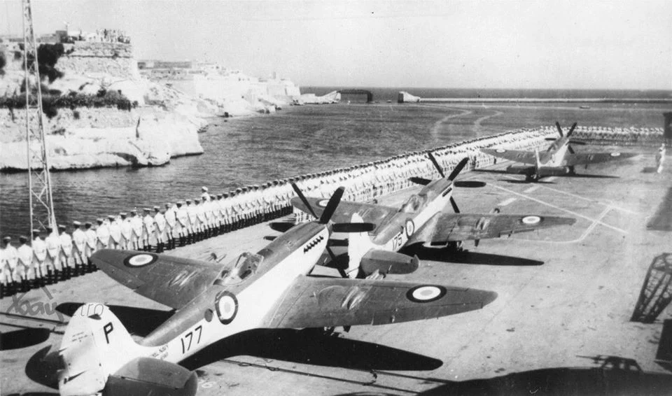 HMS Triumph With Supermarine Seafires On The Flight Deck In The Late 1940s