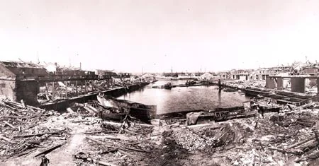 Huskisson Branch Dock No. 2 after the SS Malakand explosion