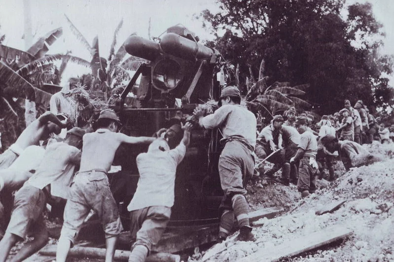 Japanese troops building Artillery position