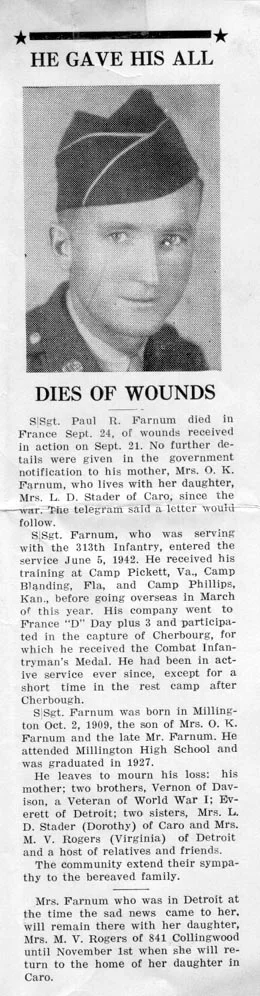 Killed in France in W.W.II.