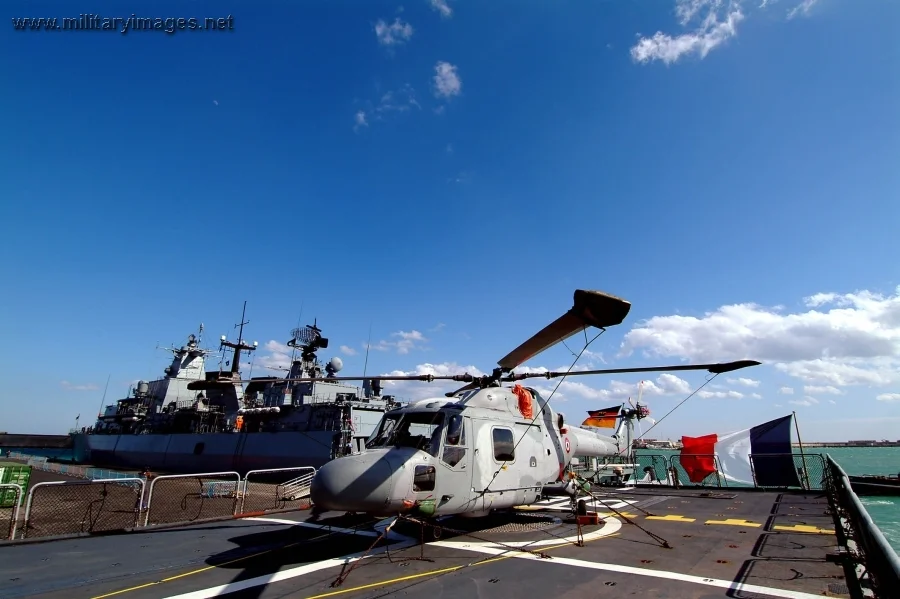 Lynx helicopter on the French frigate FS Dupleix