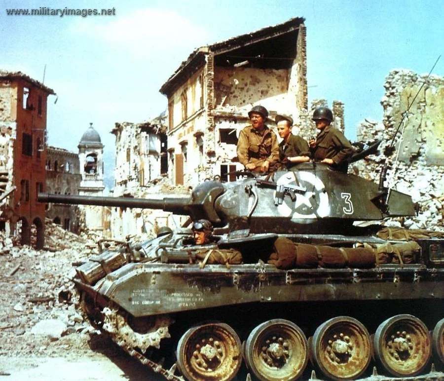 M24 Chafee of US 1st Armored Division in Bologna, 1945