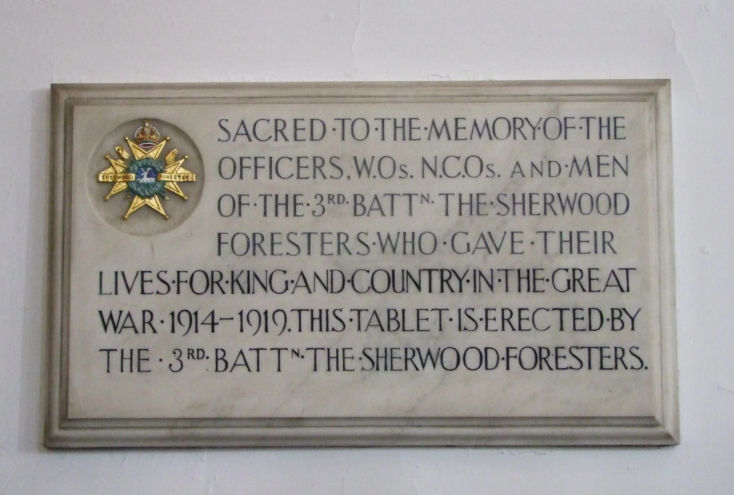 Memorial To The 3rd Sherwood Foresters.