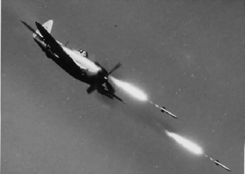 P-47 Thunderbolt firing rockets