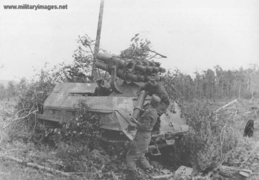 Panzer-Werfer Maultier is being loaded