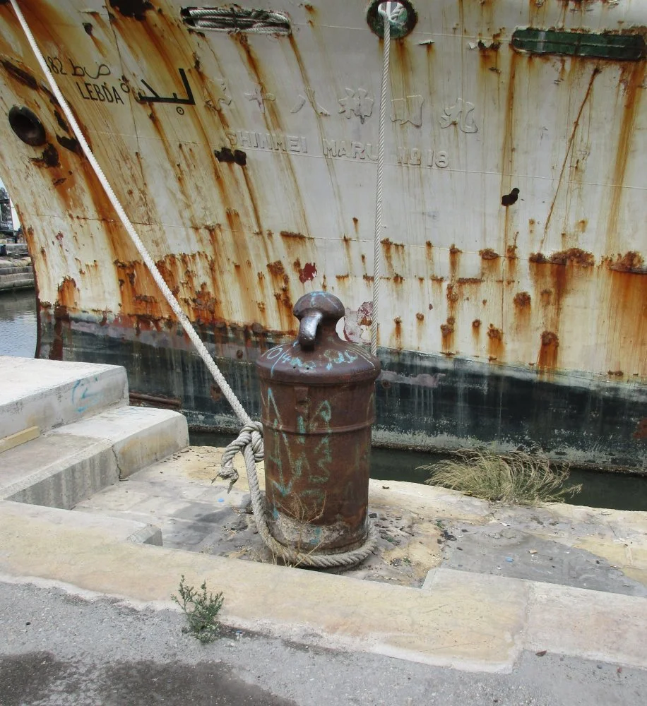 Ships At Cassar Ship Repair Dock, Malta (Cannon Mooring Bollard)