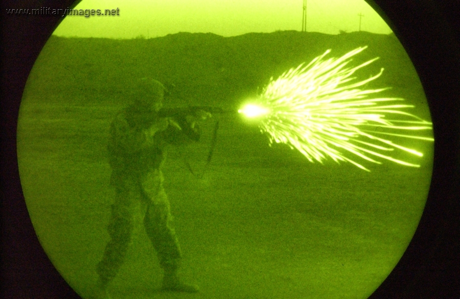 U.S. Army soldier fires an AK-47 assault rifle
