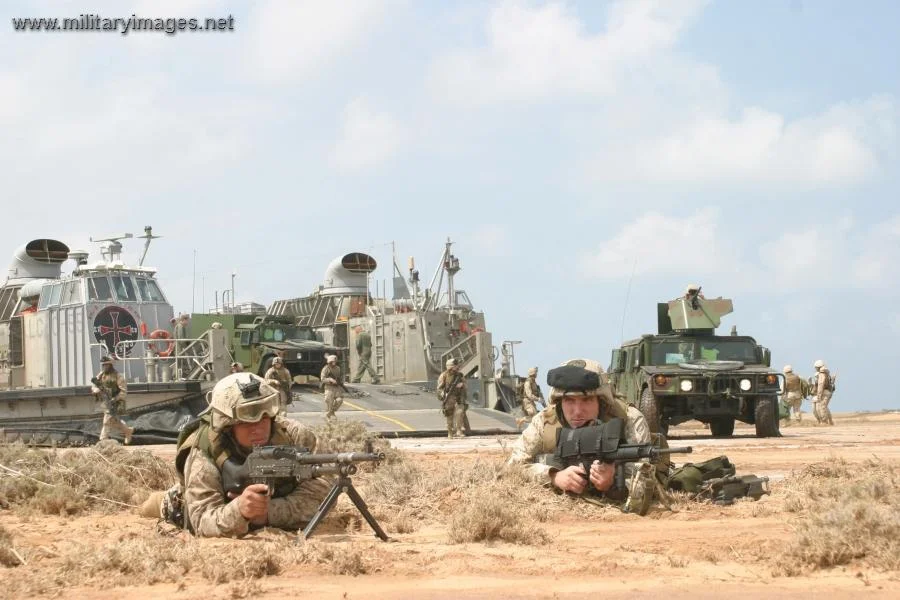 U.S. Marines conduct perimeter security