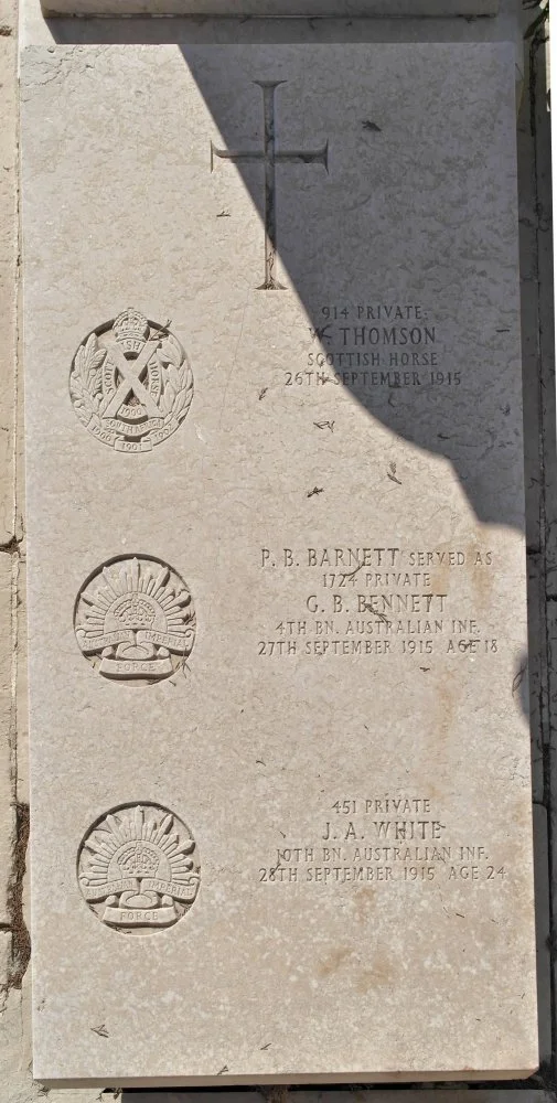 William THOMSON. Patrick Bernard BARNETT (Served as George Bernard BENNETT). John WHITE.